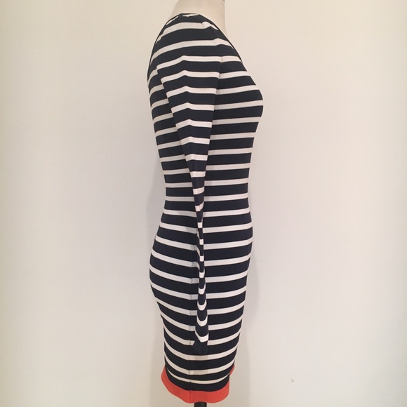 BCBGMaxAzria 1 Shoulder Navy & White Bandage Dress - Picture 6 of 8